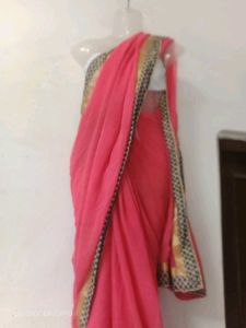 Pink Saree with Border
