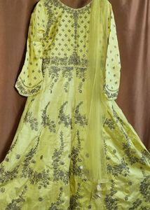 Haldi Ceremony Look Yellow Gown With Net Dupatta