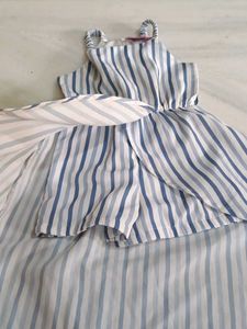 Striped High-Low Romper Dress