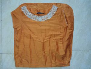 Orange Embroidered Kurti