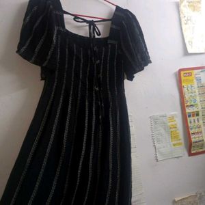 Black Flare Square Neck Dress