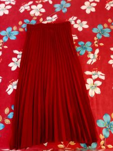 Red Pleated Skirt