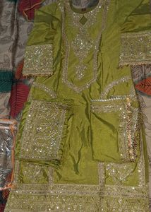 Olive Green Embellished Salwar Kameez