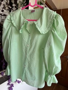 Mint Green Ruffled Blouse