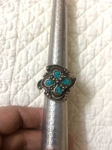 Vintage Turquoise  TibetanFlower Ring