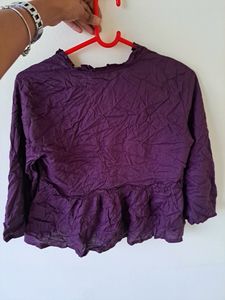 Purple Ruffled Peplum Top