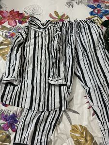 Clovia Striped Pajama Set