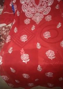 Red Embroidered Kurta