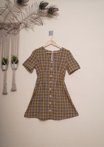 Plaid Button-Front Mini Dress