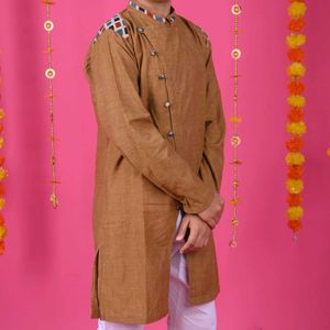 Brown Colour Cotton Short Kutra For Traditional