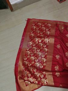 Red &amp; Gold Dress Material