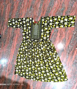 Anarkali Green Colour Flower Print Full Set.
