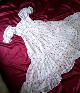 White Floral Print Maxi Dress