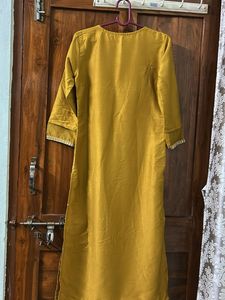 Elegant Mustard Embroidered Kurta set with dupatta