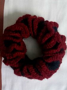 Burgundy Crochet Scrunchie