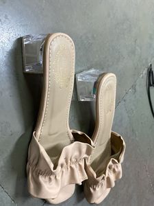 Cute Beige Ruffle Heels