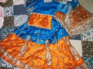 Orange &amp; Blue Lehenga Choli