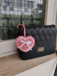 Crochet Heart Keychain