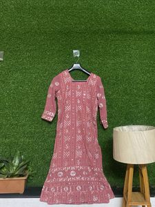 Mirror Work Pink Embroidered Kurta Set