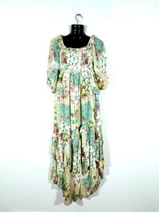 Multi Color Printed Highlow Design Dress For Women
