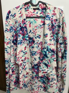 Floral Print Open Front Coat