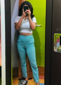 Blue Cropped Chinos