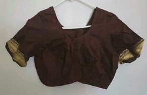 Brand new Brown Saree Blouse with jari border