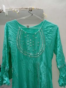 Teal Embroidered Frock