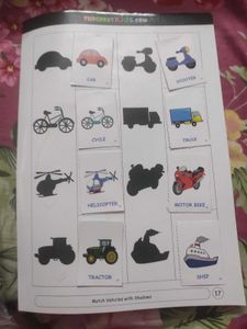 Kids Vehicle Shadow Matching Game