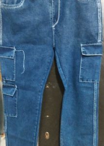 Blue Denim Cargo Pants
