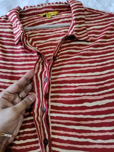 Striped Button-Down Peplum Tunic
