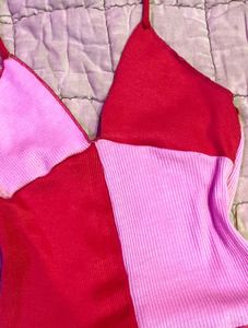 Red &amp; Pink Patchwork Halter Top