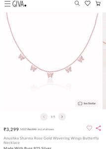 Anushka Sharma Rose Gold Giva Butterfly Necklace