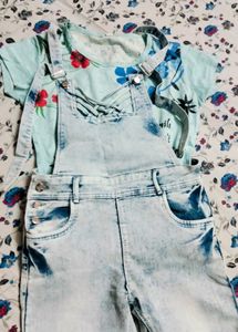 Denim Dungaree With Tshirt