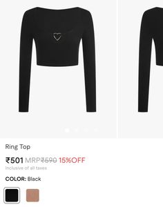 Urbanic Savana Black Ring Full Sleeve Crop Top