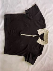 Black Crop Top with Zipper