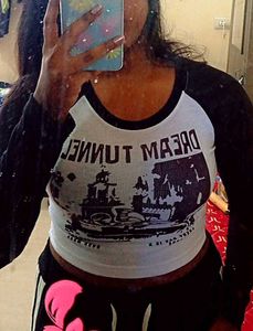 Black &amp; white long sleeve Graphic Tee