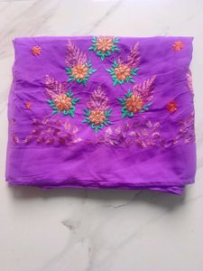 Embroidered Purple Fabric Piece
