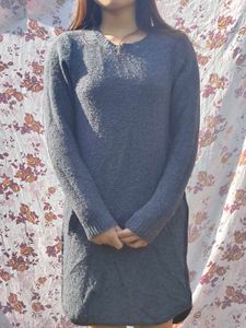 Gray Knit Sweater Dress