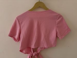 Pink Tie-Back Crop Top