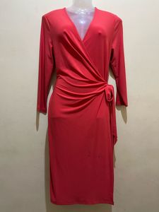 Peach Wrap Designer Dress