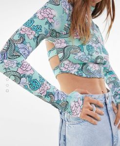 Y2k Print Long Sleeve Crop Top