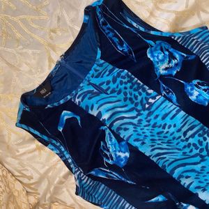 Blue Printed Maxi Dress