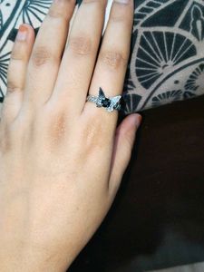 Butterfly Ring with Black Stone