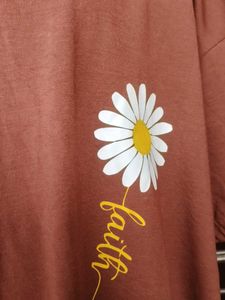 Brown Floral Print T-Shirt for women