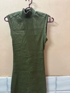 Olive Green Open Back Dress