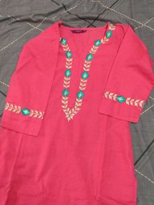 Pink Embroidered Kurta