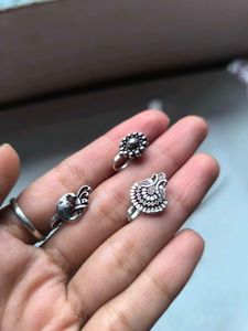 Navratri Special Silver Oxidized Nose Pins (3)