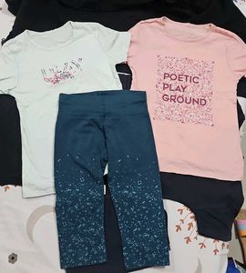2 Girls T-shirt & 3/4 Legging Set