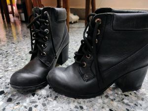 Black Lace-Up Ankle Boots